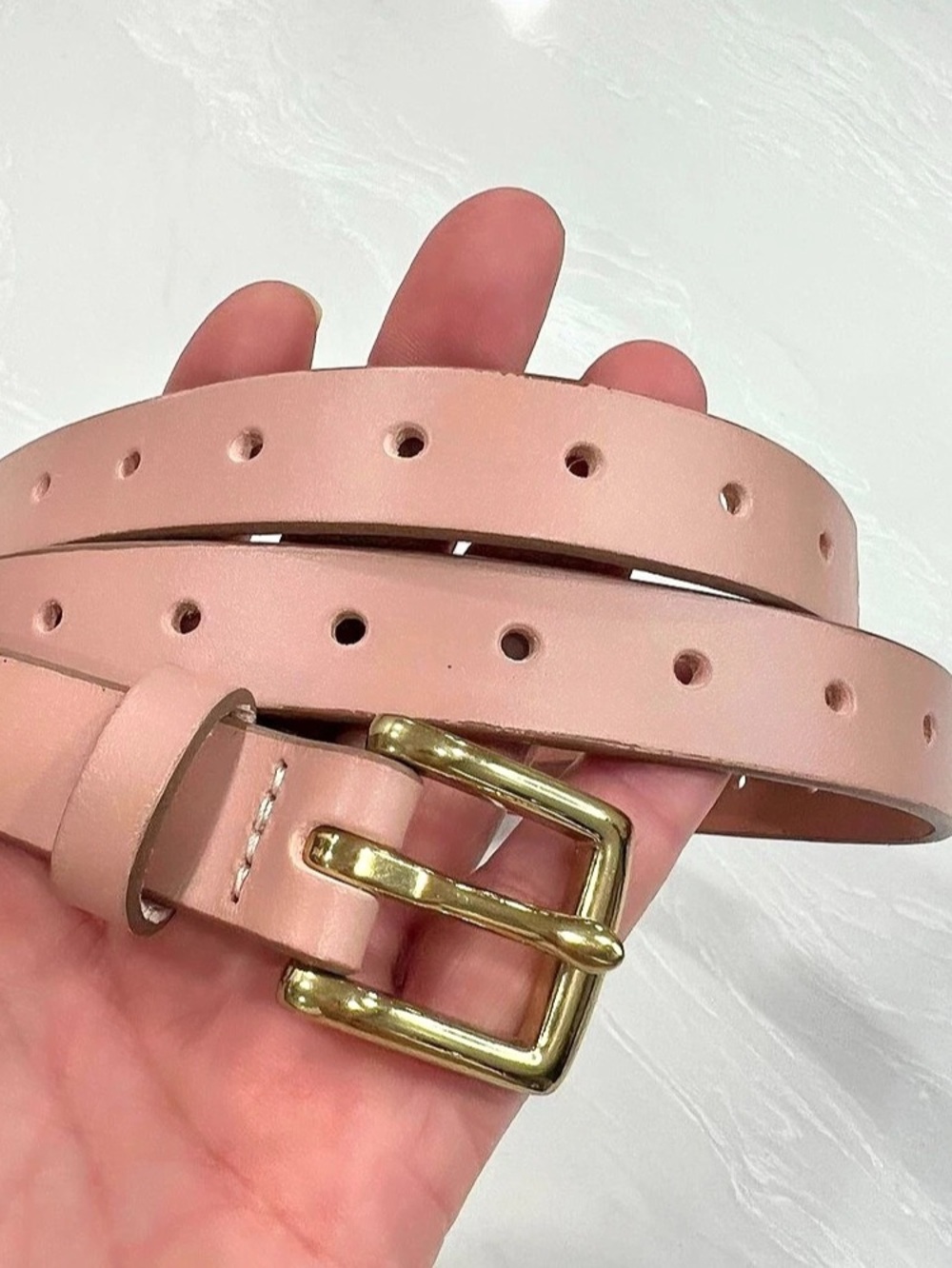 J.Crew Pink Leather-Style Belt Size M/L